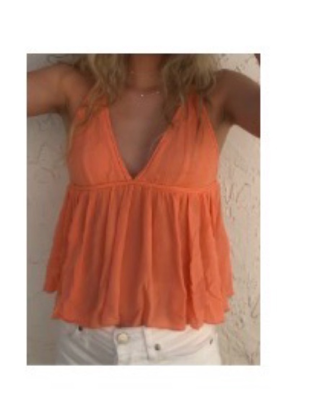 Abercrombie & Fitch Orange V-Neck Layered Camisole